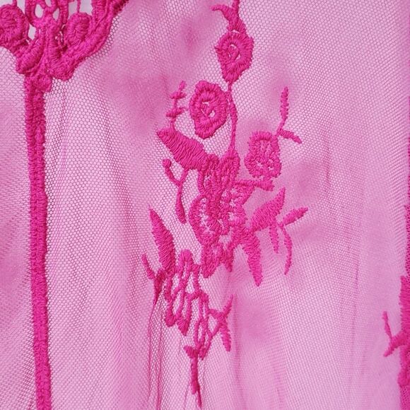 Lane Bryant Kimono Womens 18-20 Sheer Lace Floral Embroidered Duster Pink NwT - Picture 6 of 6